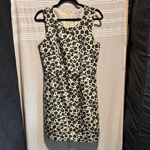 Banana Republic Black and Cream Leopard/ Cheetah Print Midi Dress